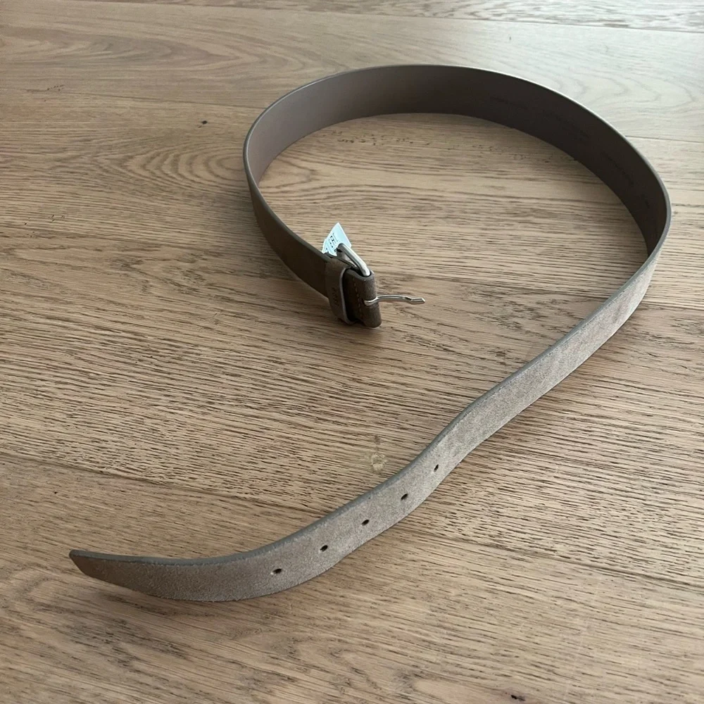 NWOT BOSS Hugo Boss Tan Brown Luxury Cow Suede Leather Belt, 40